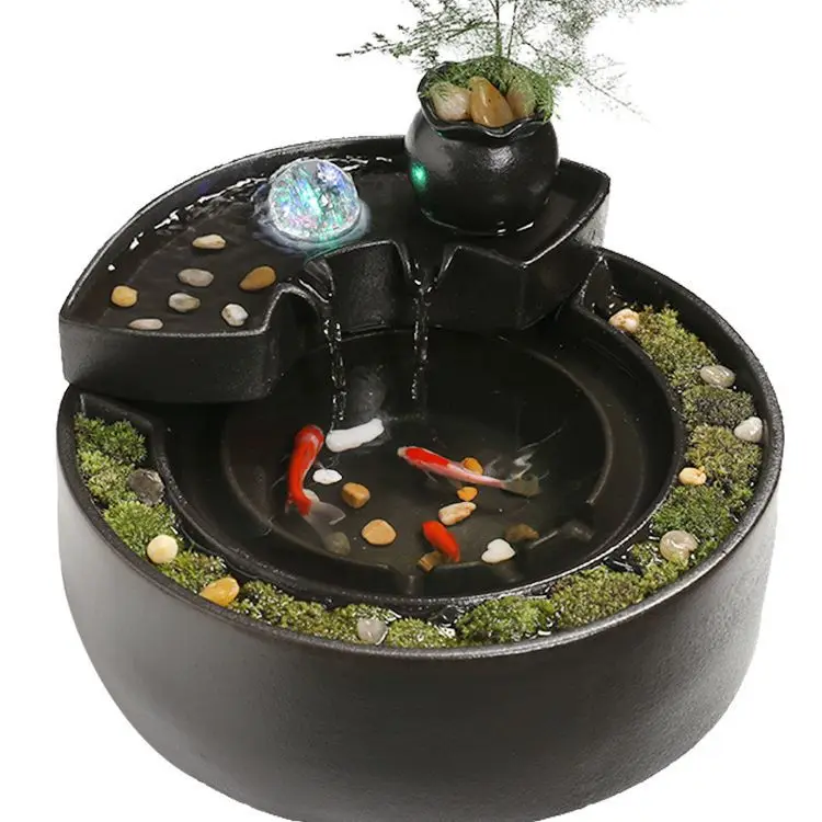 

Creative flowing water ornament Circulating fountain Ceramic living room making money Office desktop micro-view Opening gift