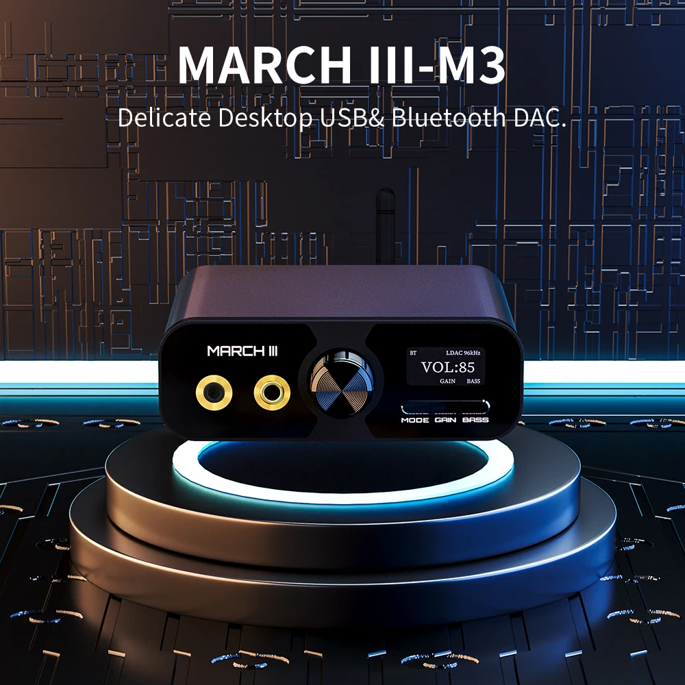 TempoTec M3 March III HiFi USB DAC Bluetooth 30m Audio Receiver Adapter Headphone Amplifier 4.4/3.5mm RCA,Coaxila Optical Output