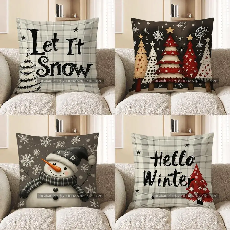 

Домашний декор Let It Snow Рождественский узор Наволочка с узором Чехол для подушки подходит для дивана, спальни, автомобиля, наволочка