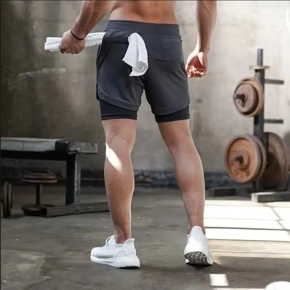 

Thin Quick Dry Running Shorts Breathable Elastic Sports Shorts Double Layer Mobile Phone Pocket Workout Shorts Jogging