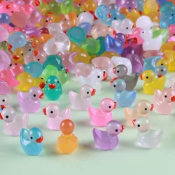 100/50Pcs Yellow Ducks Luminous Duck Ornament Miniature Figures Tiny Duck Micro Fairy Garden Landscape Fairy Garden Home Decor