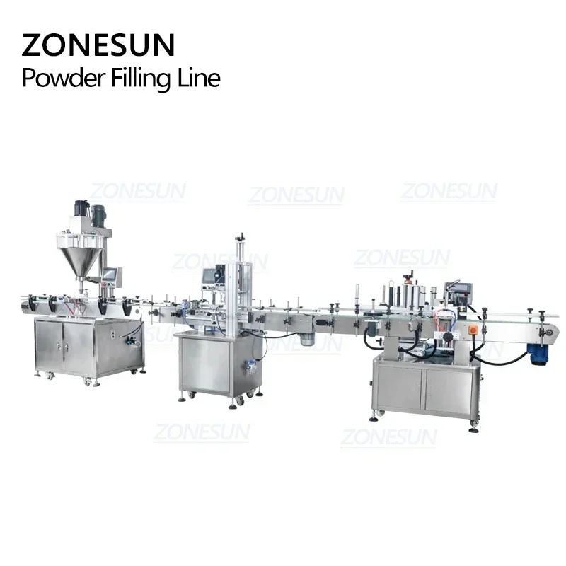 ZONESUN ZS-FAL180P9 Etichettatrice automatica per tappatura e riempimento di polvere per la linea di imballaggio di lattine di latte in polvere e bottiglie di caffè