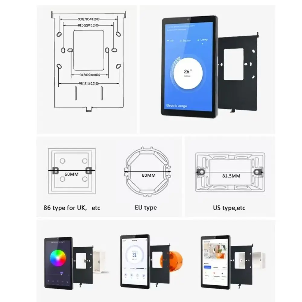 8 inch Smart home control panel Android POE touch screen controller on wall