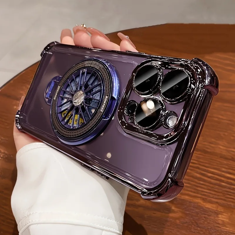 Luksusowy magnetyczny 360 °   Obrotowe etui na telefon z uchwytem do iPhone 17 16 15 Pro Max 14 Plus 13 12 11 17 Air Plating Clear Bumper Cover