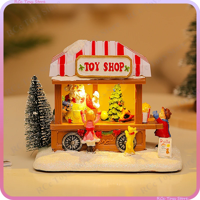 

Christmas Snowhouse Glow Craft Snowman Garden Ornament with Music Home Decora Country Resin Ornament Novel Christmas Kids Gift