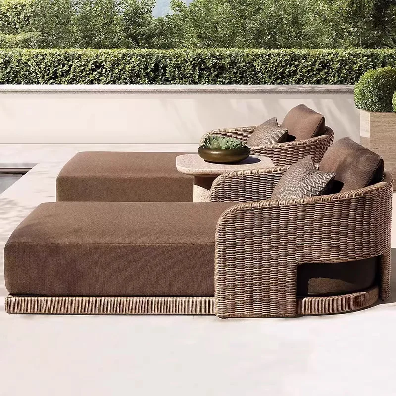 

Outdoor Sofa Hotel Terrace Aluminum Alloy Rattan Courtyard Sofa Chair Booth Office Villa Outdoor Balcony Sofa