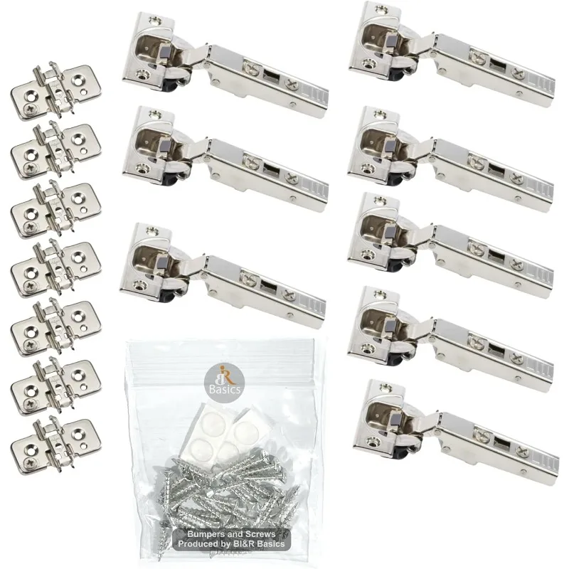 

Петли с мягким закрыванием на 110 градусов — набор для безрамного применения с полным наложением и мягким закрыванием, упаковка из 8 шт.