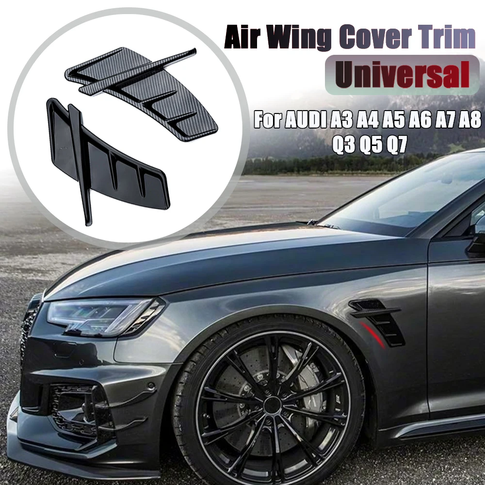 Universal 2Pcs Car Shark Gill Side Fake Vent Sticke Side Fender Trim Tuning for Audi A3 A4 B8 A5 A6 C6 A8 Q3 Q5 Q7 RS5 RS6 S3 TT