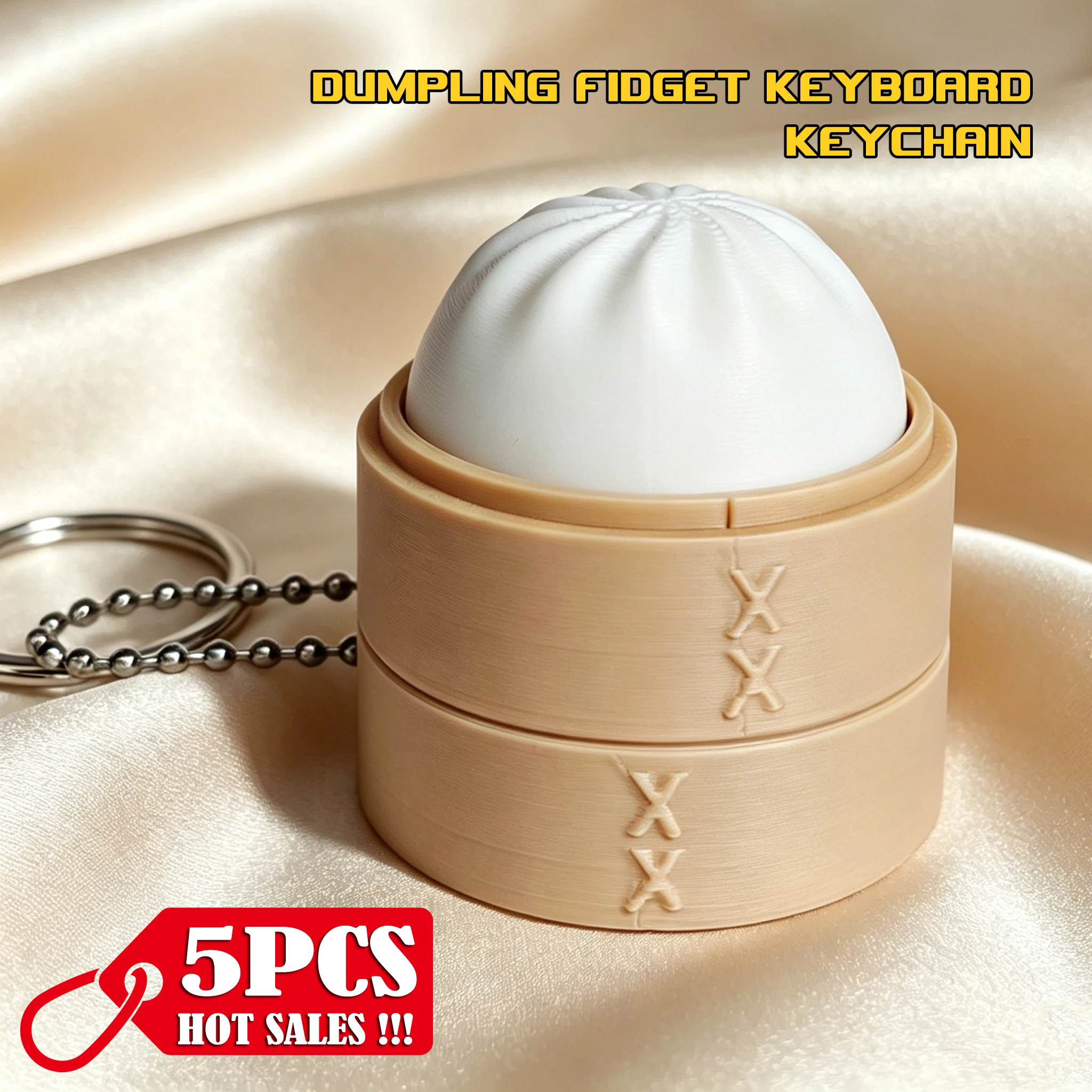 1 à 5 pièces Porte-clés clavier anti-stress type Dumpling, avec son de clic clair, cadeau pour enseignant