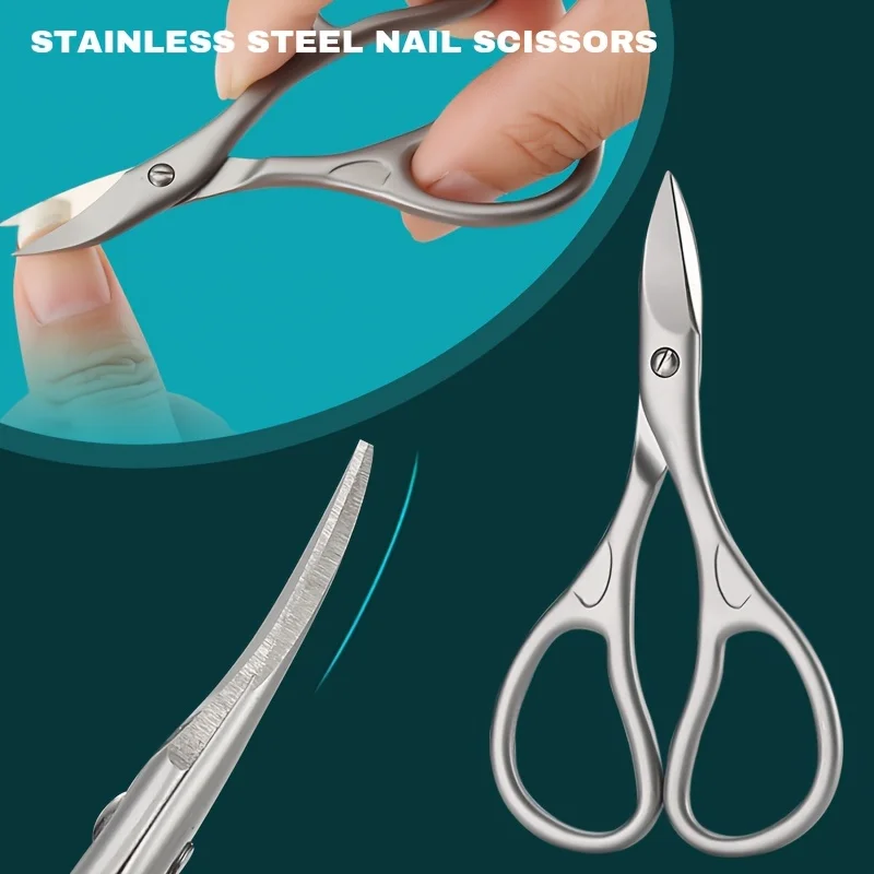 Professionelle Edelstahl-Nagelknipser mit Gebogenen Klingen - Präzisions-Trimmer für Augenbrauen, Wimpern, Maniküre & Pediküre – Detail 1