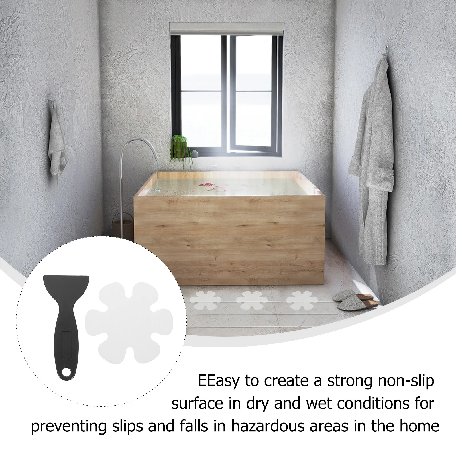 

1 set Non-Slip Stickers For Bathroom Bathtub Floor Anti-Slip Adhesive Transparent Flower Shape Easy Install Stair Pool Surface