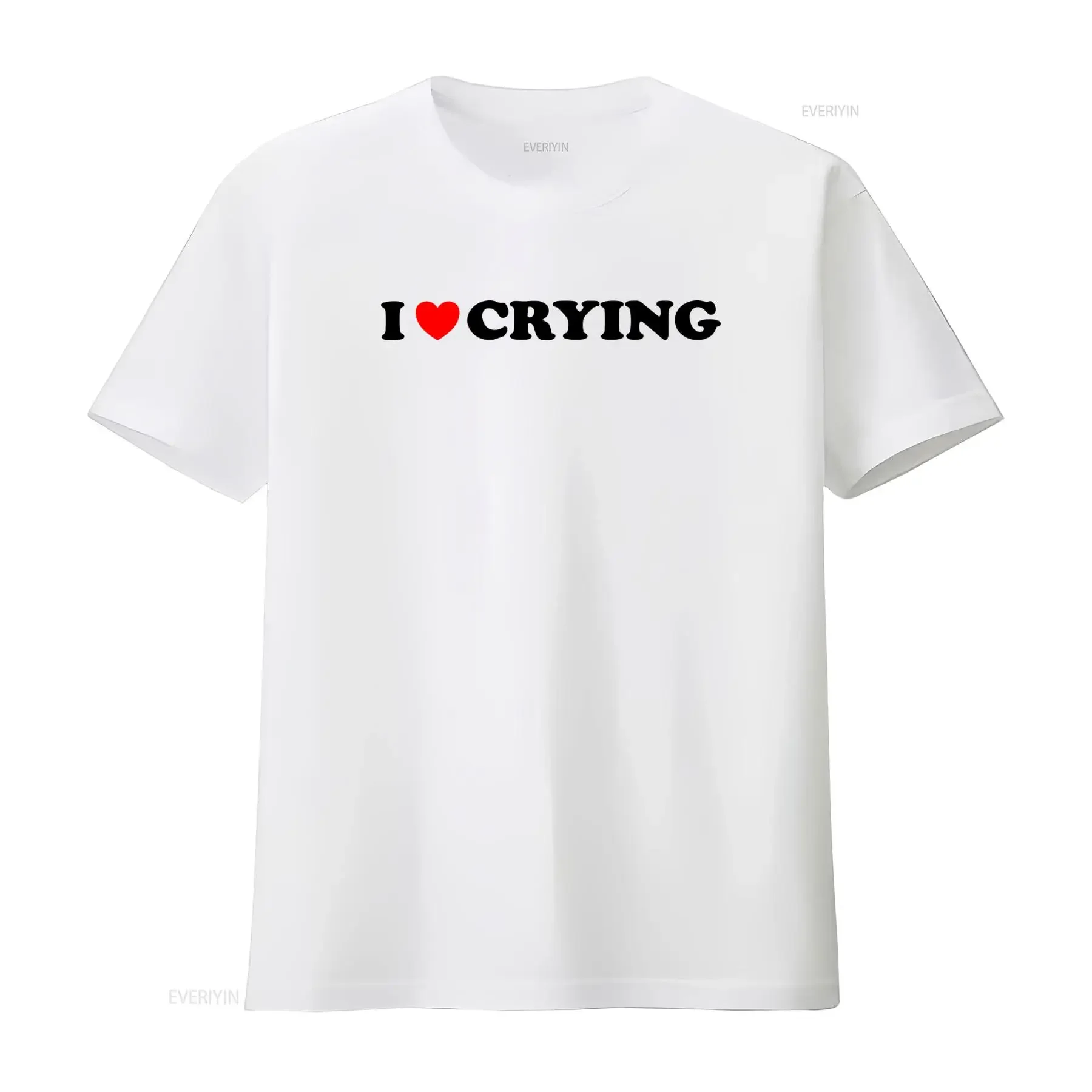 Funny Y2K T Shirt I Love Heart Crying 2000's Style Meme  vintage Washed Unisex Comfortable Versatile streetwear fashion Soft