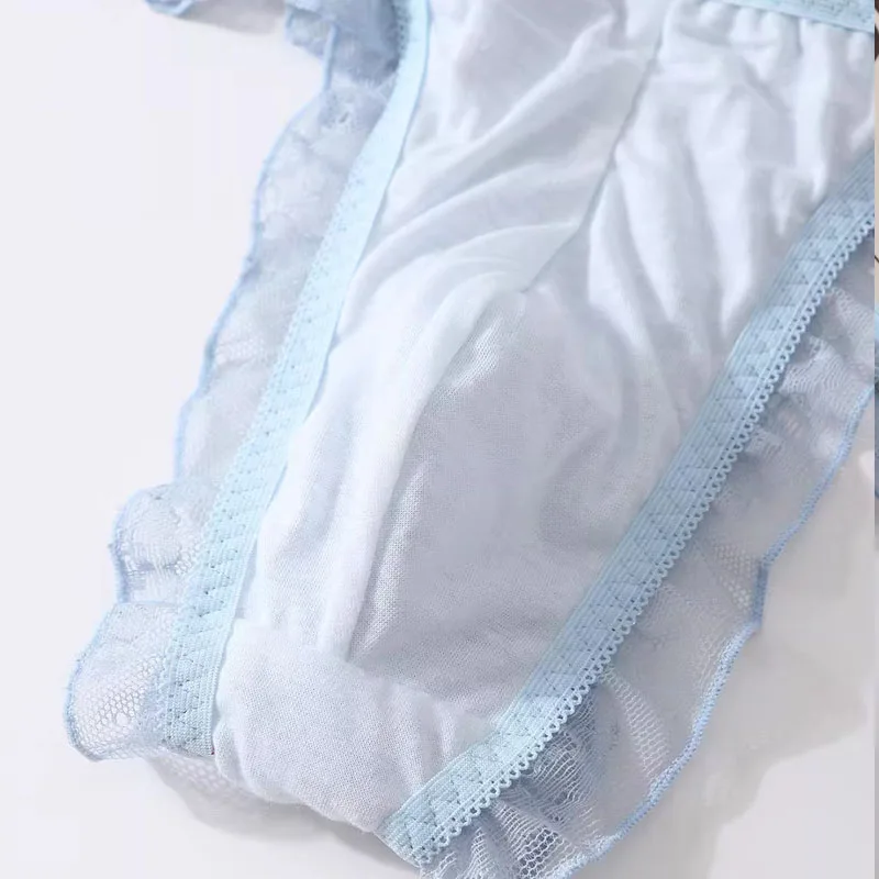 Man's Lace Sexy See Through Thong Low Waist Bow Sissy Briefs Live Show Dance Harajuku Stage Costumes FKK Party BF Gift