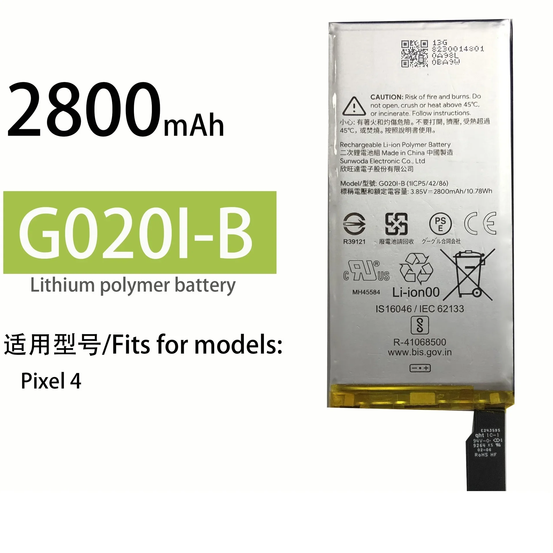 

Original Replacement Battery For Google Pixel4 Pixel 4 G020I-B Genuine Battery 2800mAh Bateria + FREE TOOLS