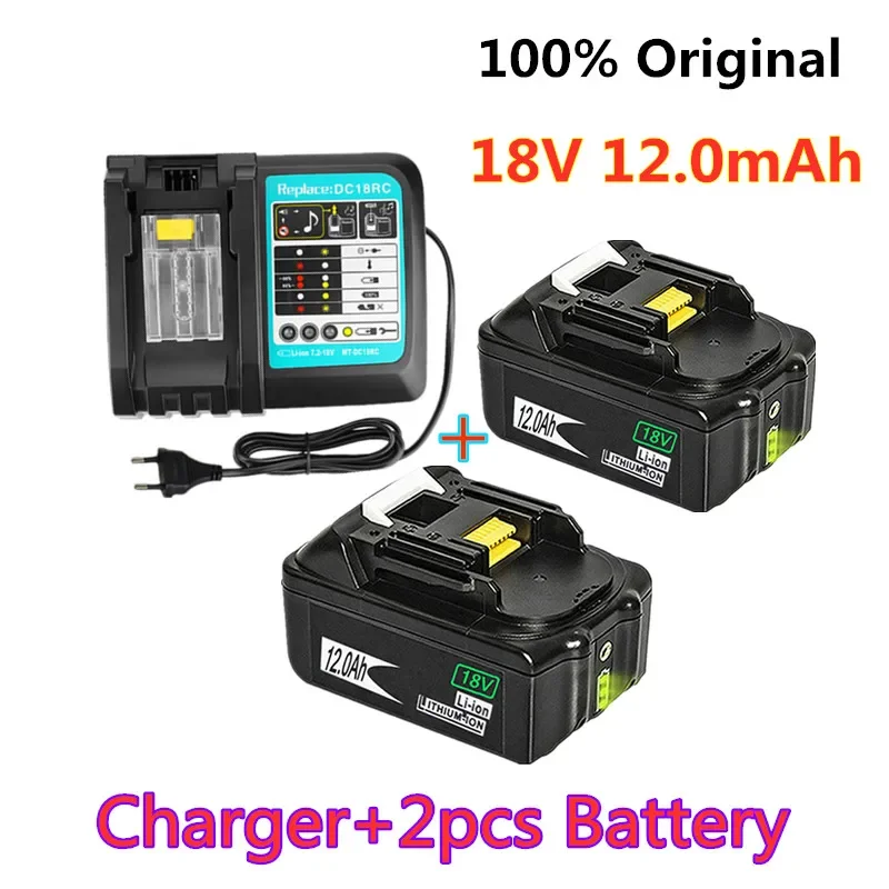 

18V12Ah Rechargeable Battery 12000mah Li-Ion Battery Replacement Power Battery for MAKITA BL1880 BL1860 BL1830battery+3A Charger