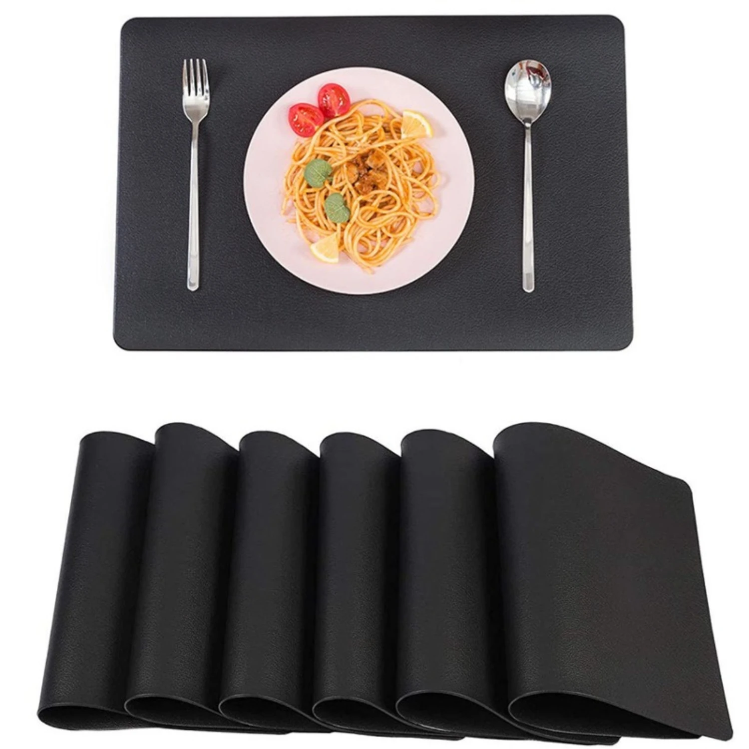 Leather Western Placemat Solid Color Insulation Placemat  Hotel Placemat（6pcs） Table cover round Setde table plastique Mat