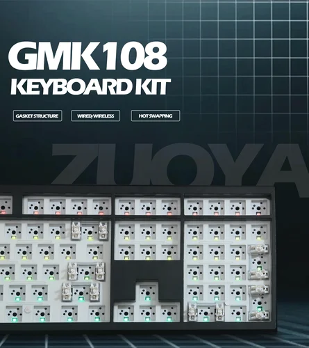 Imagen 2 del producto GMK108 Kit de teclado mecánico para juegos retroiluminación RGB estructura de junta retroiluminada de intercambio en caliente compatible con VIA/QMK