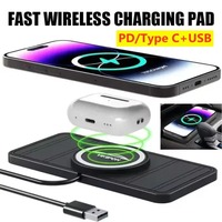 Car Wireless Charging Pad Stand Earphone Phone Chargers Induction Car Fast Charger Station for iPhone 16 15 14 13 Samsung Galaxy