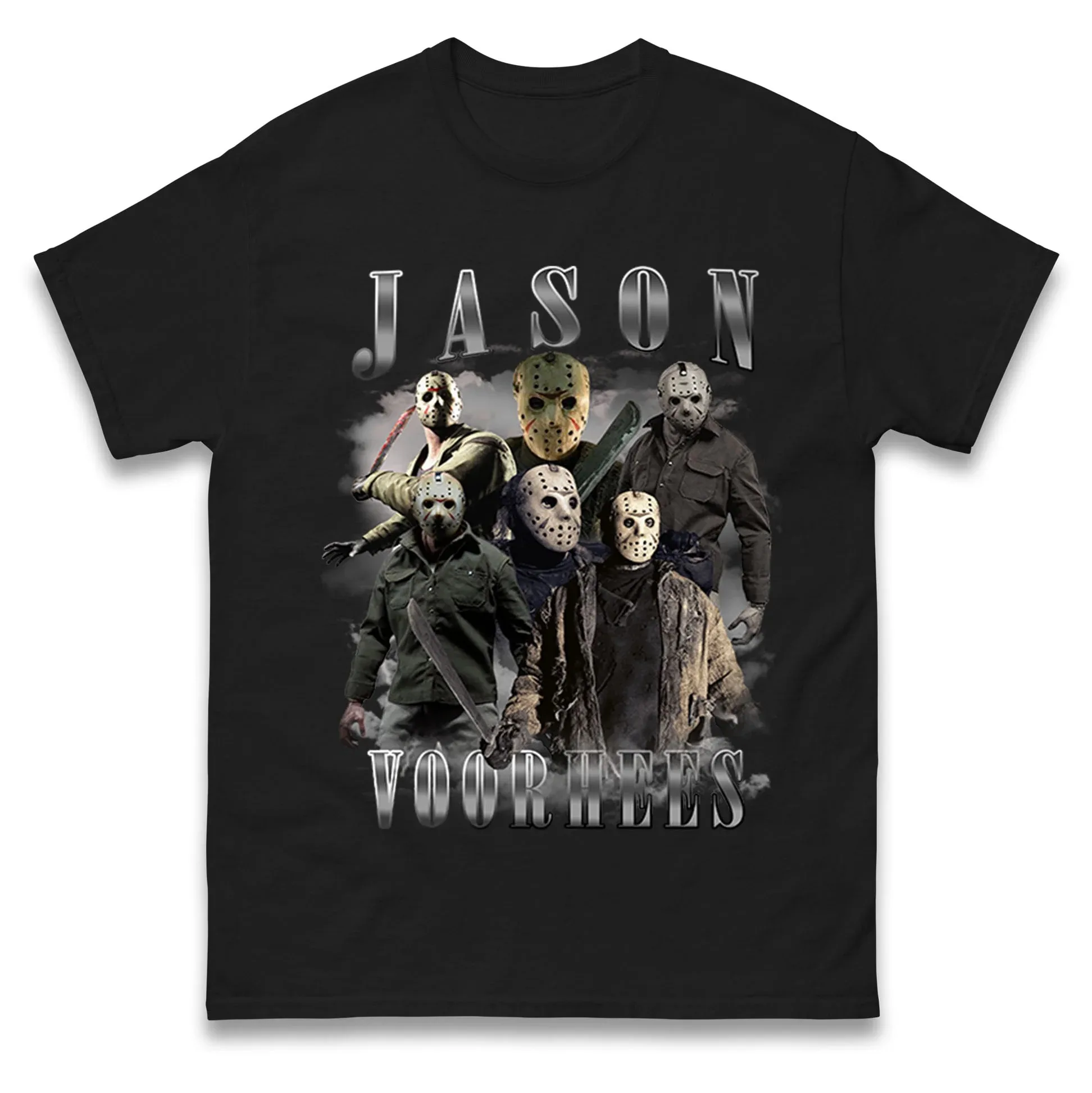

Jason Voorhees Scary Halloween T-Shirt Men Women Round Neck Short Sleeve Cotton Tees Retro Hip Hop Y2k T-shirt Men's Clothing