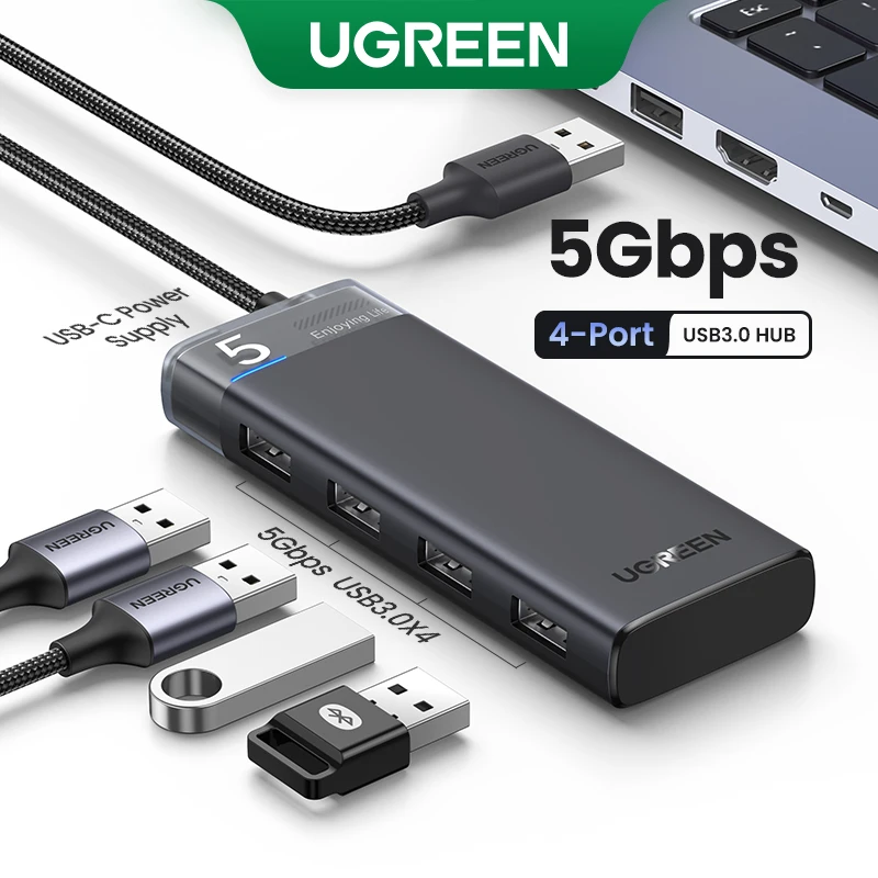 (RU Special) UGREEN USB Splitter USB-A to USB3.0x4 5Gbps Plug & Play