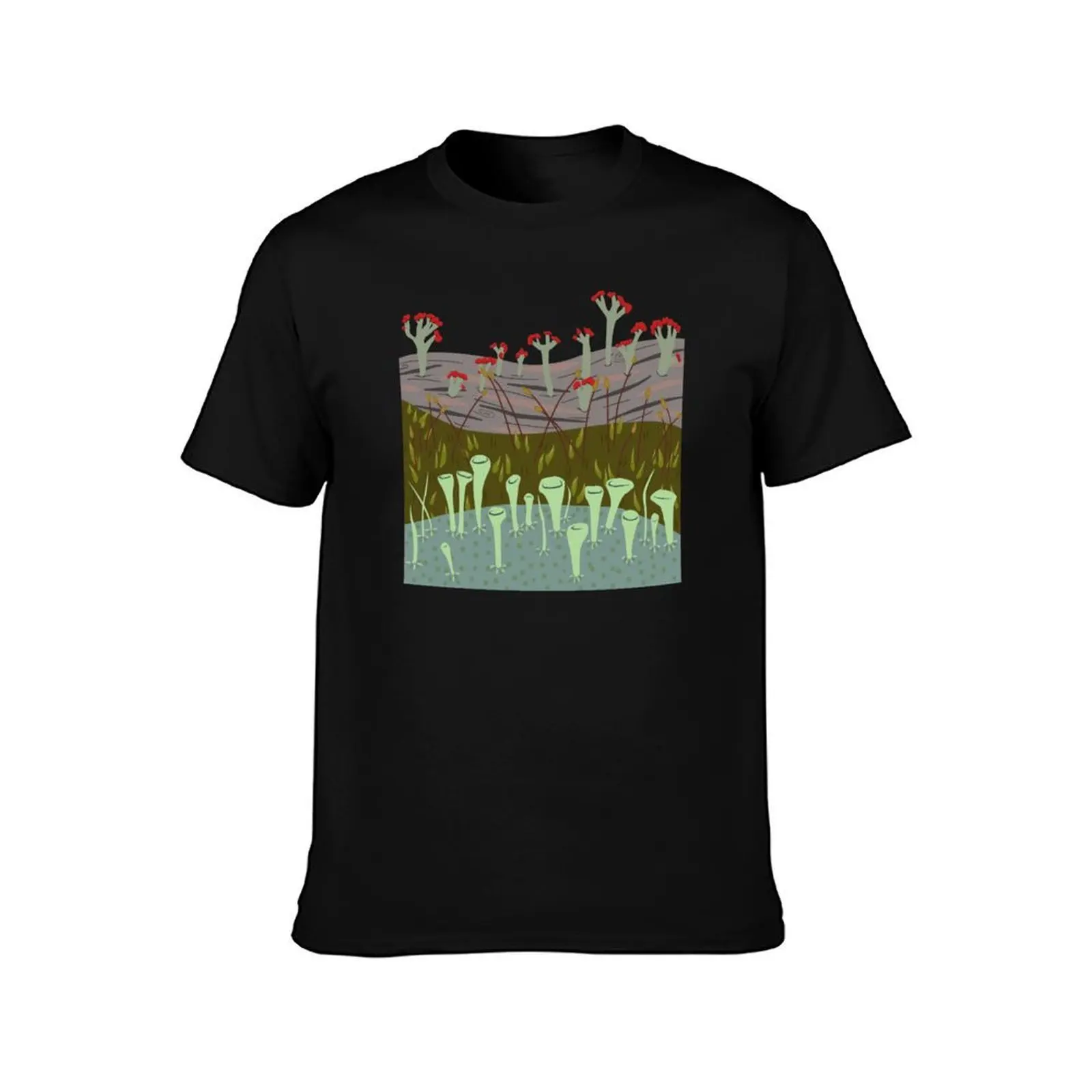 Moss with Lichens T-Shirt, Summer Casual Cotton Tee, Oversized Streetwear Tops, Vintage Graphic Print, Loose Fit Short Sleeve