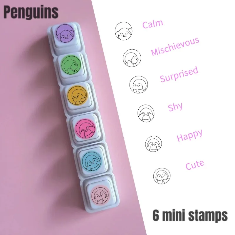 ستة نوع زر طوابع طوابع الزخرفية لسكرابوكينغ بطاقات الهدايا مغلفات بريدية يوميات Kawaii Stamps القرطاسية DIY الفنون #1