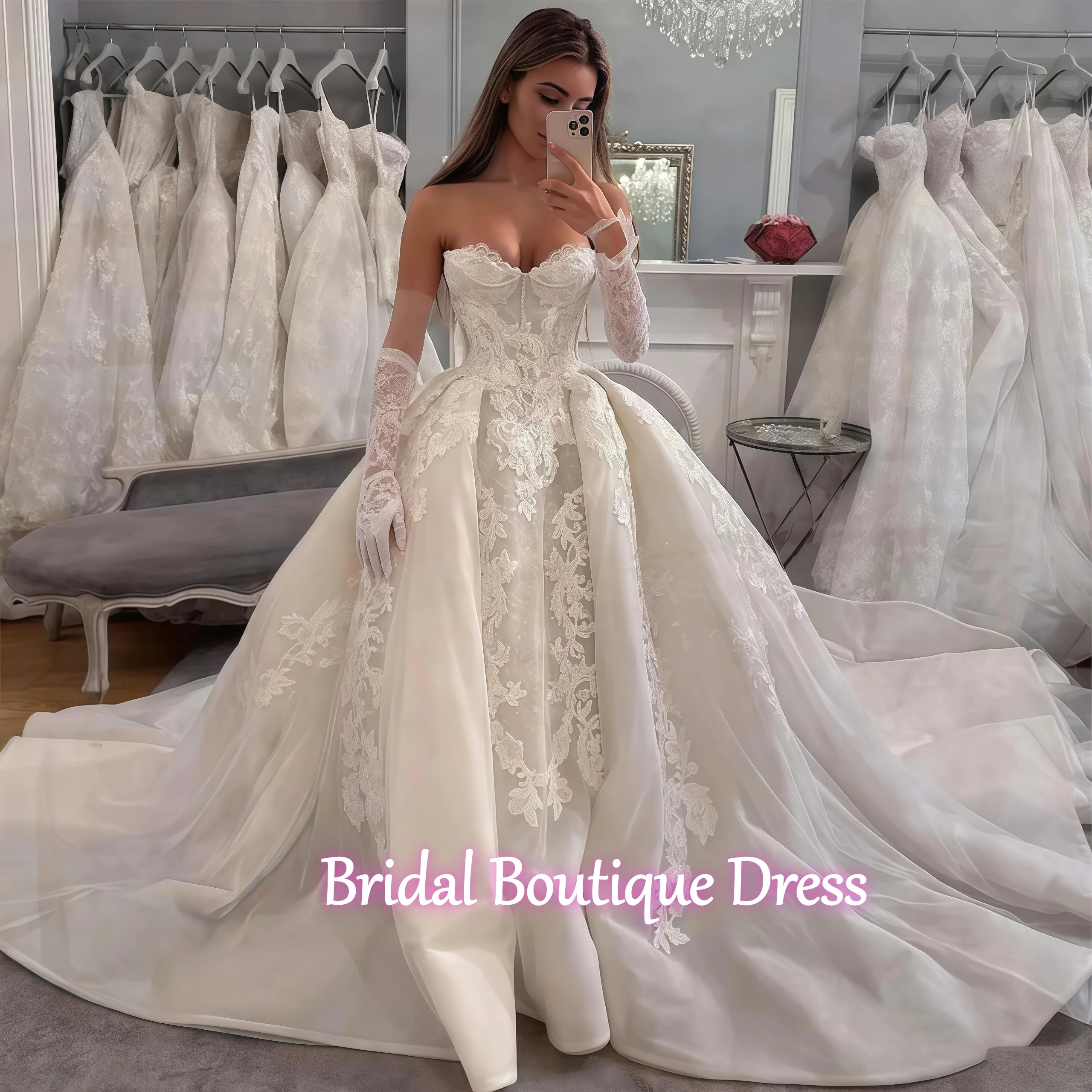 

New Customsied 2026 Elegant Lace Wedding Dresses Sweetheart Wedding Gowns Sleeveless Bridal Dresses 2026 Vestido Blanco