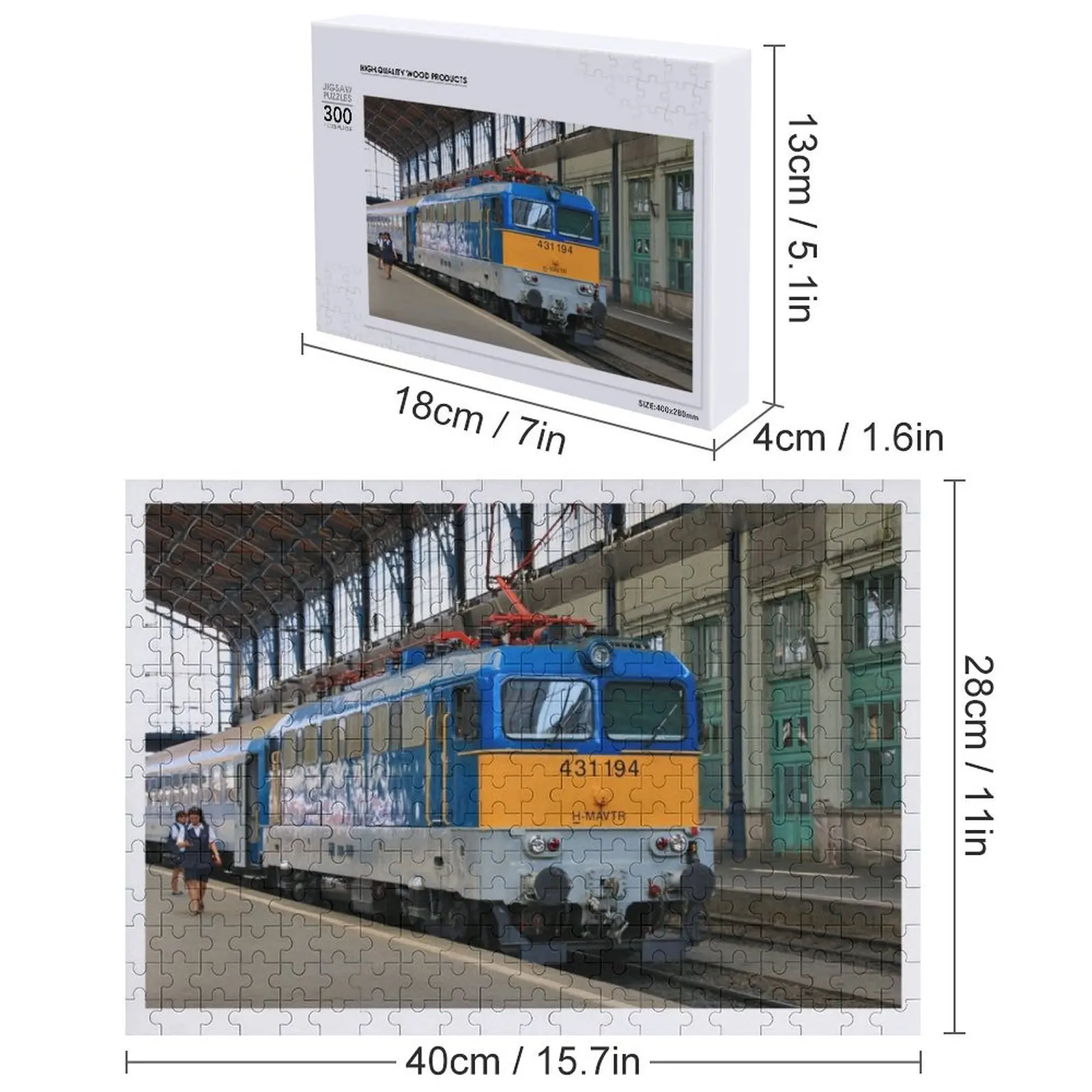 Zug, Budapest, Ungarn, bei Nyugati Station Puzzle Name Holzspielzeug Holztierspiel Kinderpuzzle