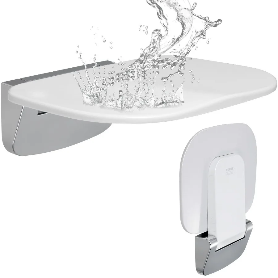 

Ureaformaldehyde Folding Shower Seat 13.6'' x 12.8'' Unfolded Wall Mounted Fold Up Shower Bench with 450 lbs Load Capacity Spa