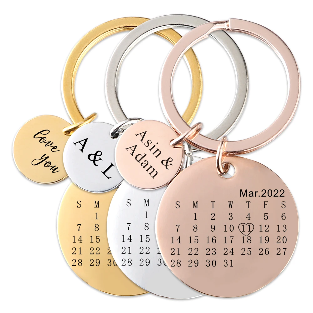 Custom Calendar Special Date Keyring, Anniversary, New Home, Wedding Engagement, Housewarming,Personalised Valentines Day Gift