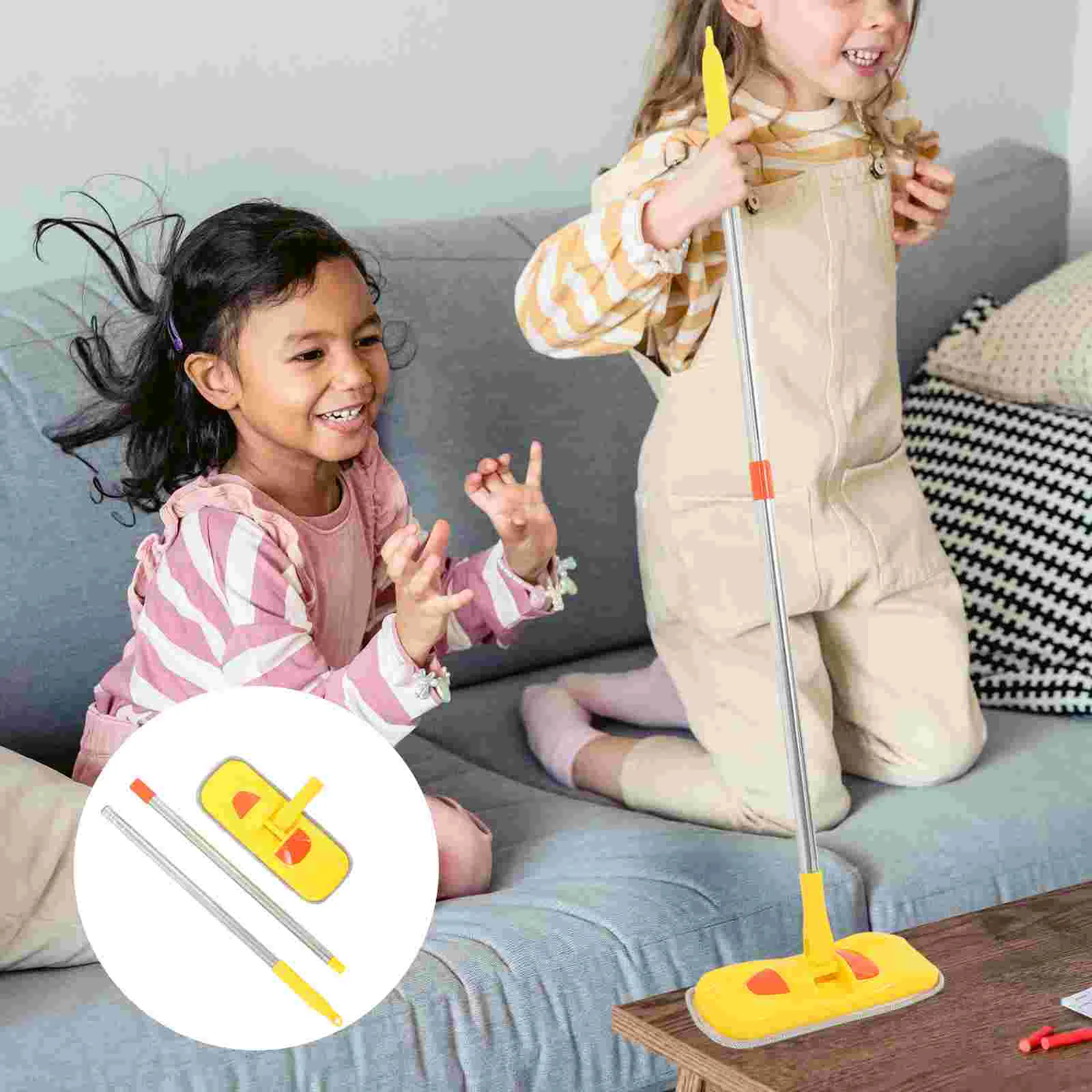 Mini Mop Kids Toys Tool Model Flat Housekeeping Fiber Pretend Play Baby Cleaning Plaything Small for