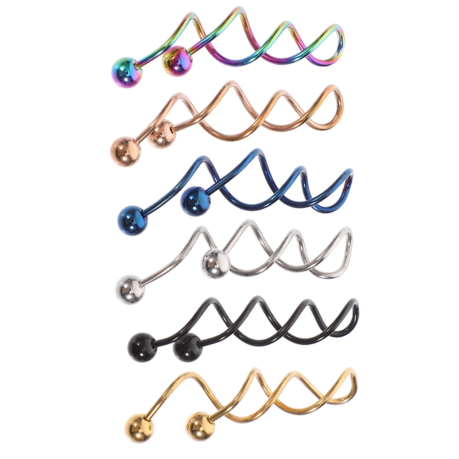 

6Pcs Twisted Thread Earrings Durable Lightweight Jewelry for Women Party Daily Life Accessory Silver Black Gold Blue