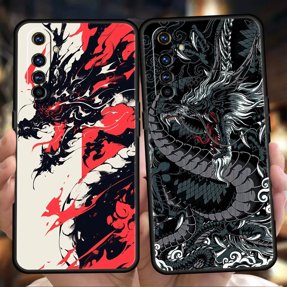 Chinese Dragon Phone Case for Oppo A17 A12 A57 A74 A16 Find X5 X6 A52 A53 A54 A15 Reno 6 Z 7 Pro A9 2020 5G Silicone Shell Capas