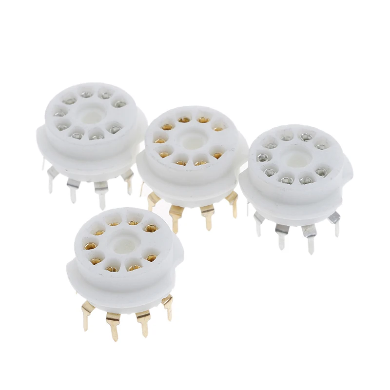 【1Pc Gold Plated 9pin Pcb Ceramic Tube Socket Valve Base For 12AX7 12AU7 ECC83】