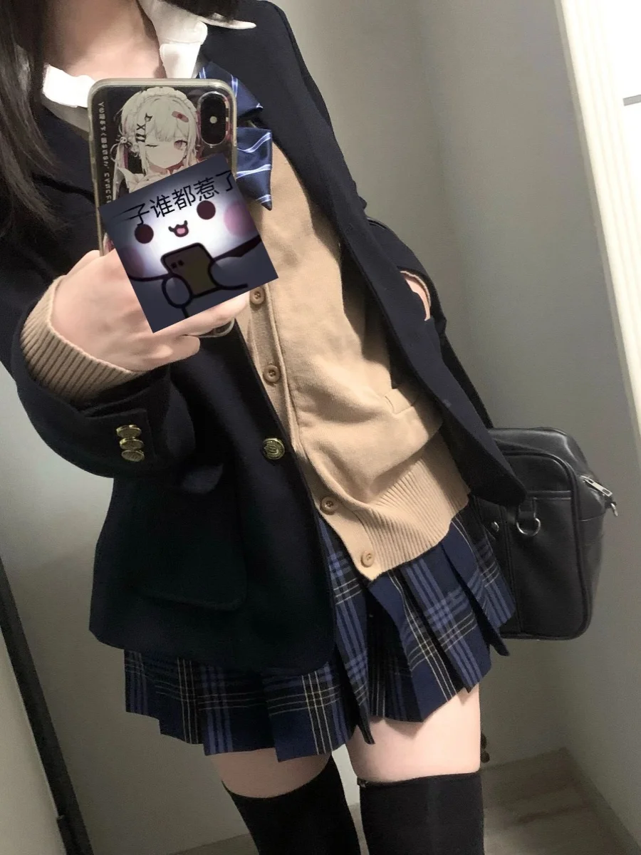 

Original Tokyo JK orm Skirt Suitset Women's Preppy Sle Plaid Skirt Autumn Collection Sweet Japanese Faion