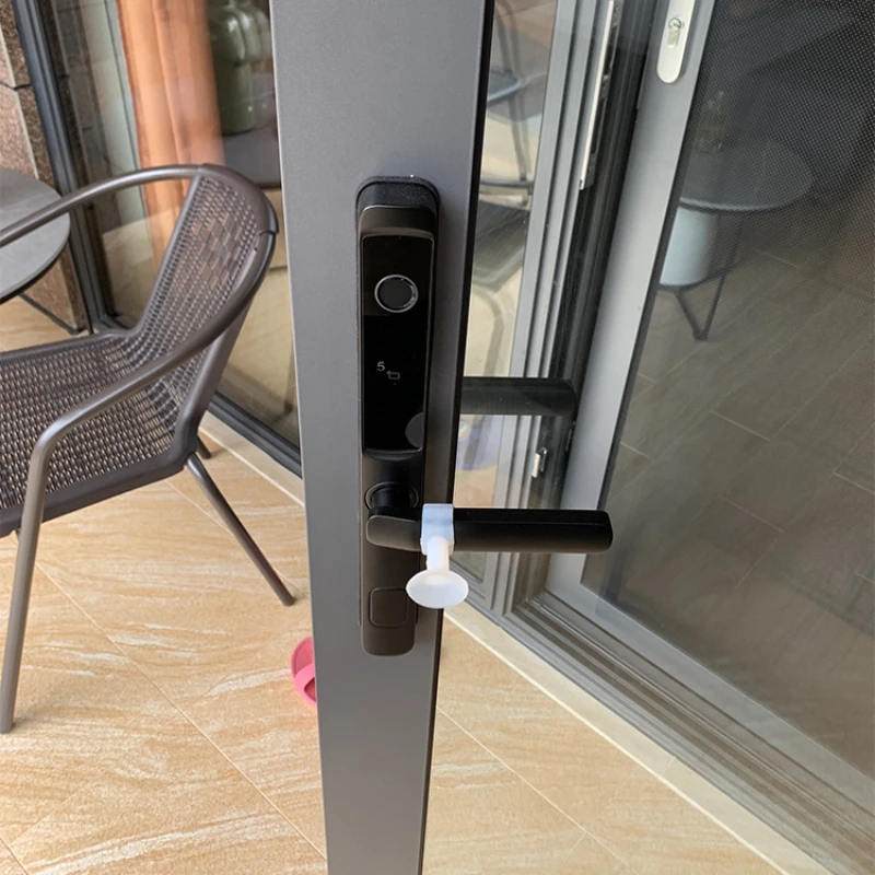 Window screen door integrated bridge breaking aluminum fingerprint lock 3.2CM low handle intelligent lock waterproof ultra-thin