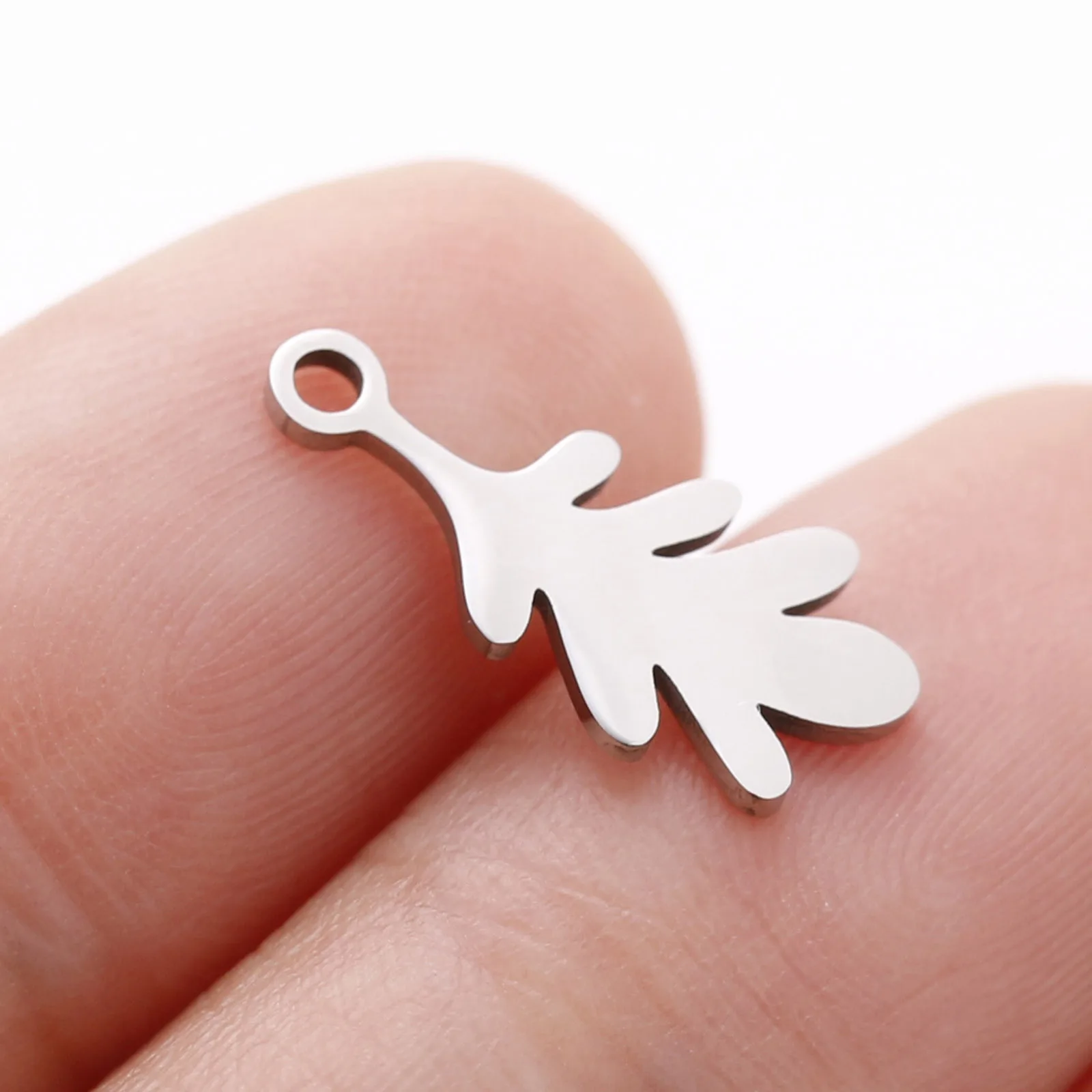 3 قطعة 304 الفولاذ المقاوم للصدأ Charms الفضة اللون هندسية يترك المعلقات المعدنية DIY بها بنفسك قلادة أقراط النتائج مجوهرات النساء