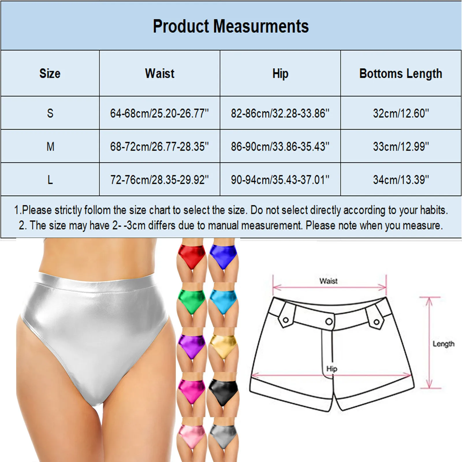 Women\'s High Waisted Metallic Booty Shorts Rave Bottoms For Dancing Hot Pants Clubwear Women\'s Shorts Casual Beach