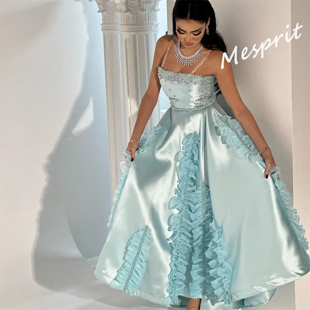  Customized  Satin Draped Pleat Sequined Christmas A-line Strapless Bespoke Occasion Gown Midi DressesEvening