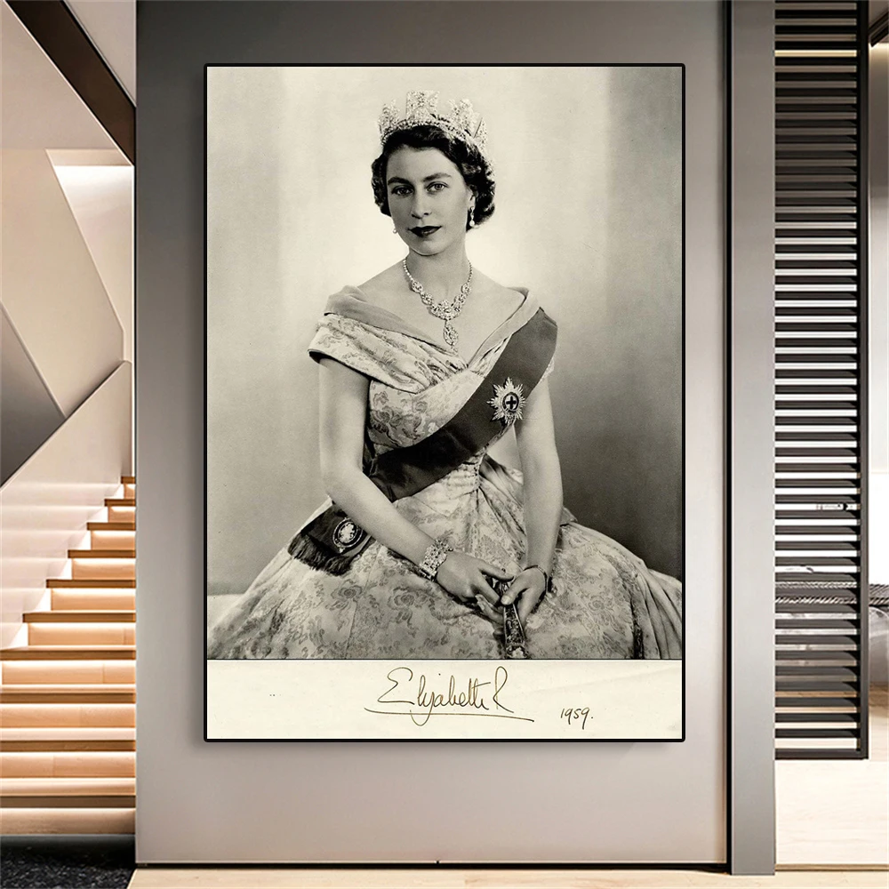 

Queen Elizabeth Canvas Paintings Queen Elizabeth II of England Poster and Prints British Royal Wall Art Living Room Home Decor