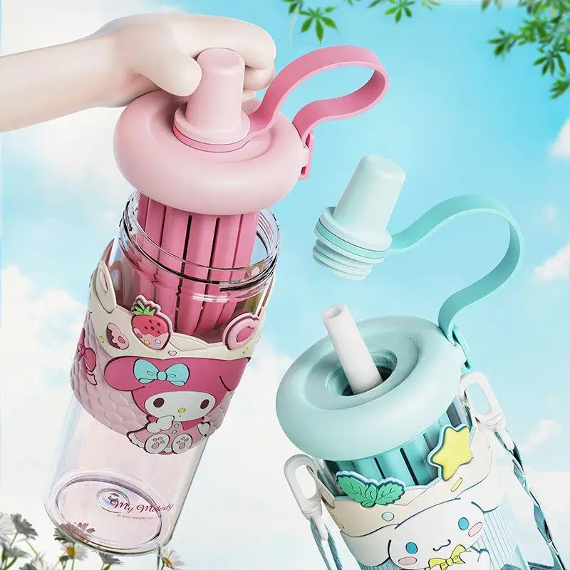 

Sanrio чашка для воды 550 мл Kawaii My Melody Kuromi детская мультяшная чашка для разделения чая подарок портативная соломенная спортивная чашка пластик новый стиль