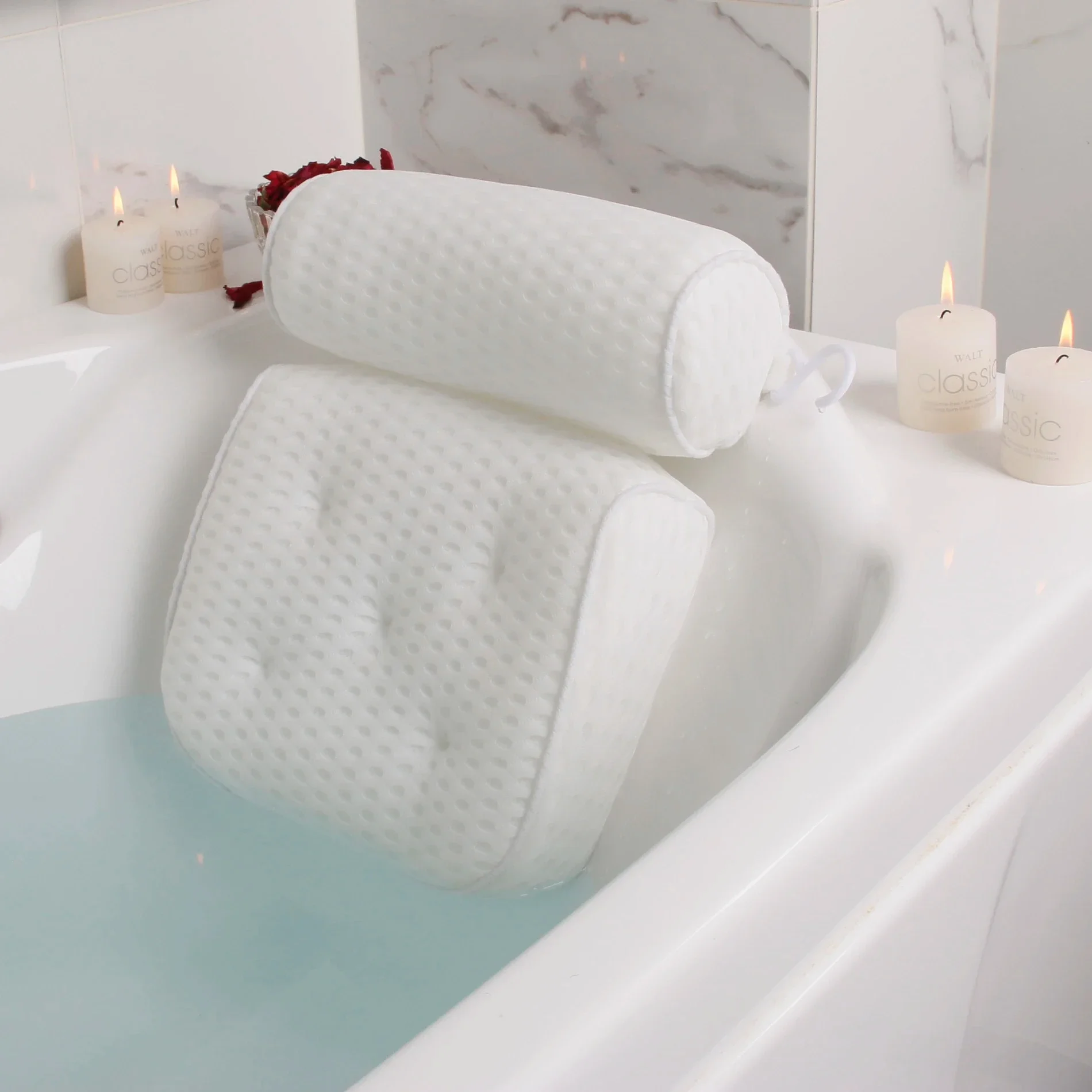 

Bath Pillow For Bathtub Support Neck Head And Back With Non-Slip Suction Cups Air Mesh Bathtub Pillow Soft Spa Bath Pillow