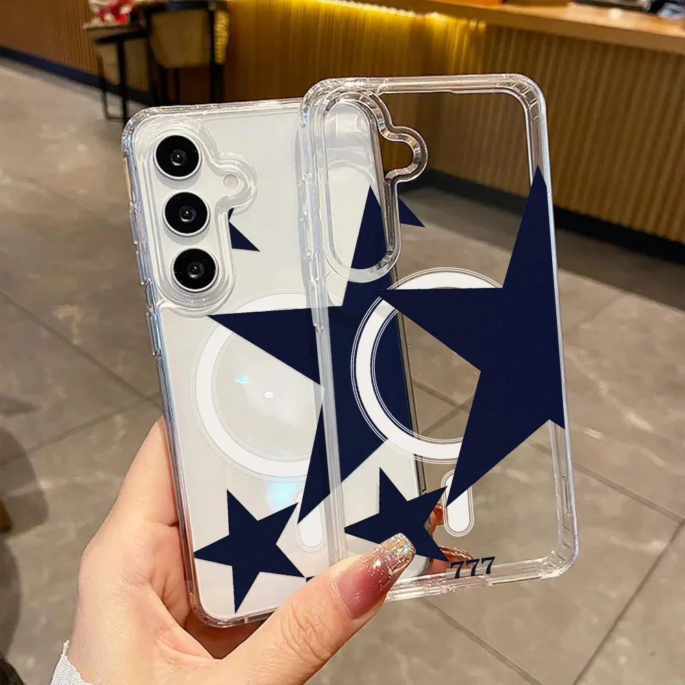 Phone Case Magnetic for Samsung Galaxy A57 A56 A54 A37 A36 A35 A25 5G A07 A06 A15 4G Cases Fashion Navy Star Shell Protection