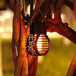 Luz LED Solar para exteriores, lámpara de jardín impermeable, Bola de efecto de llama parpadeante, linterna colgante, decoración de patio y paisaje, 1 unidad