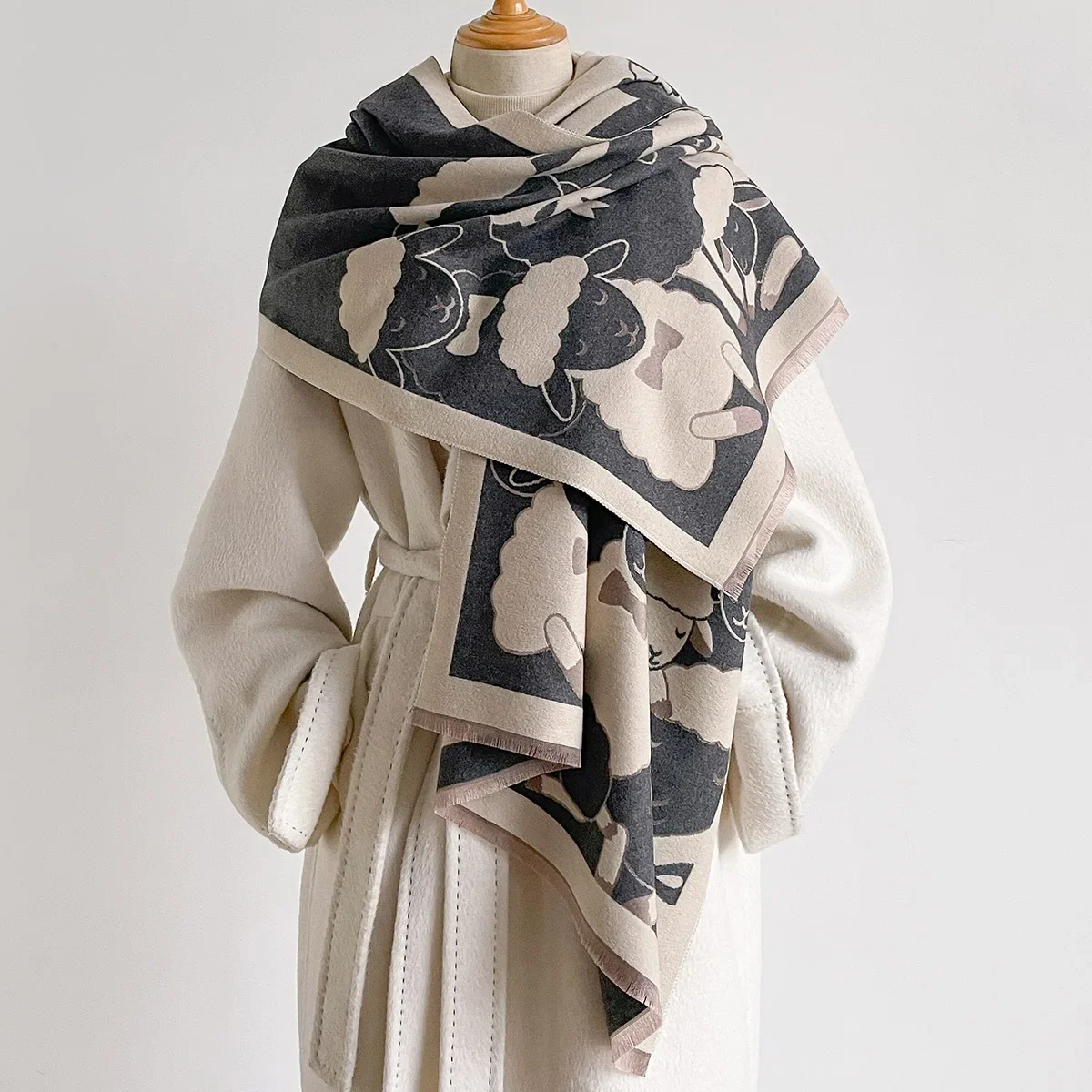 Faux Cashmere Scarf Women Winter Warm Shawl Wrap Soft Fringed Long Skin Friendly Lightweight Bufanda Poncho Echarpe Neckerchief