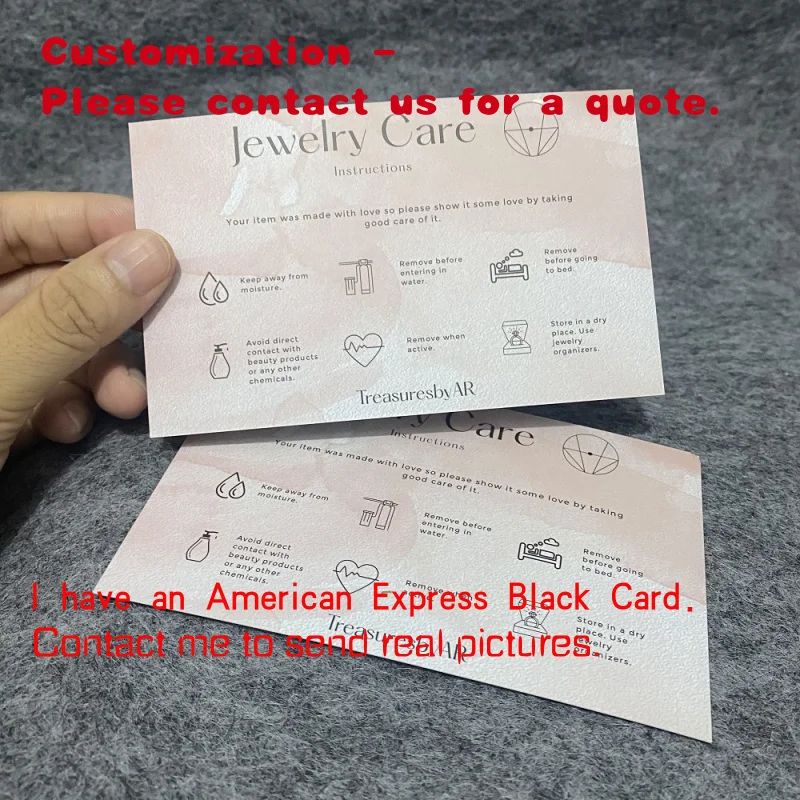 

custom.Factory Custom Full Color Printing Coated Paper Jewelry Care Instruction Card Business