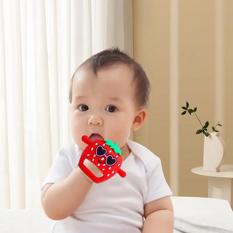 Teething Gloves Adorable Fruit Design Hand Pacifier For Sucking Food Grade Soft Anti Dropping Silicone Hand Teether Relief