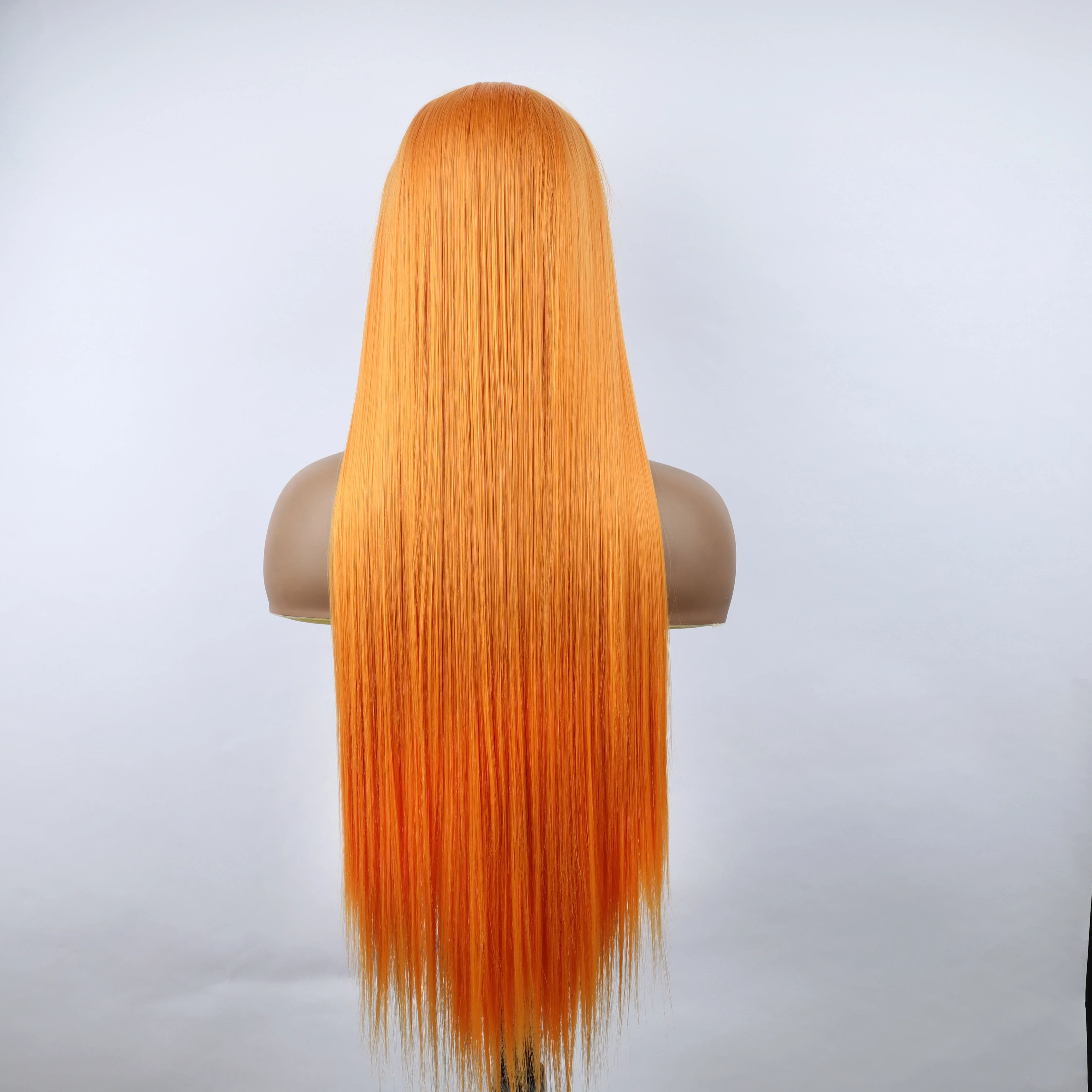 Peruca reta laranja para mulheres negras, perucas sintéticas frente de renda, cabelo cosplay, uso diário, moda feminina, 13x3