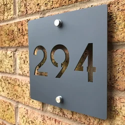 Gepersonaliseerde Hedendaagse Huis Teken Anti-Uv Acryl Moderne Huisnummers Deur Nummer Plaque Straat Naam Waterdichte Plaat Grijs