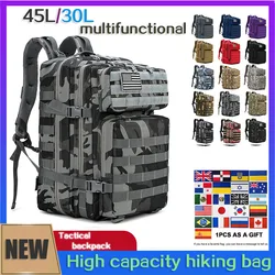 30L/45L Oxford Grey Backpack Waterproof Tactical Men 3P  Attack Rucksack Field Hiking Camping Bag 900D Bags